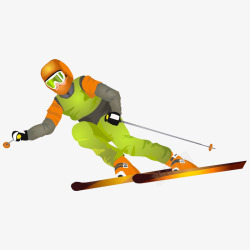 卡通双板滑雪运动素材