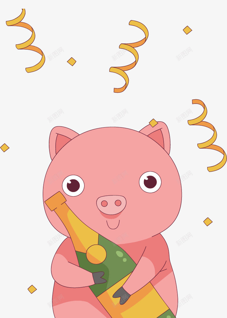 粉色小猪猪年派对矢量图ai免抠素材_88icon https://88icon.com 2019新年 新年派对 猪年 猪年派对 矢量png 粉色小猪 矢量图
