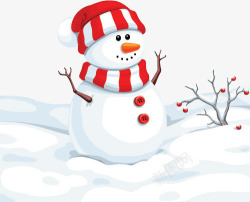 圣诞节元素新年快乐手绘雪人围巾素材