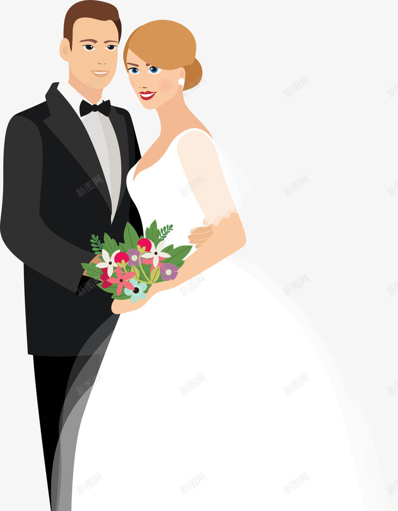 新婚开心的新郎新娘png免抠素材_88icon https://88icon.com 婚礼 开心的新郎新娘 手捧鲜花 新婚 甜蜜蜜 结婚