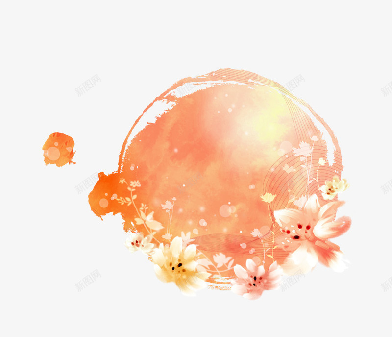 手绘粉色花藤psd免抠素材_88icon https://88icon.com 唯美 墨点 墨迹 插画 橙色 水彩 粉色 绘画 花卉 花朵 花藤