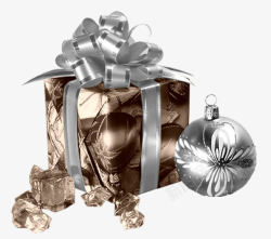 银色丝带礼物盒素材