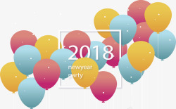 漂浮的彩色气球新年海报素材