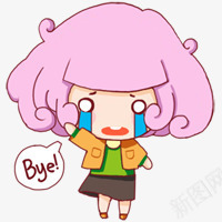 byepng免抠素材_88icon https://88icon.com bye goodbye 卡通 小女孩 素材 表情包