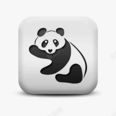 熊猫不光滑的白色的广场图标动物动物图标