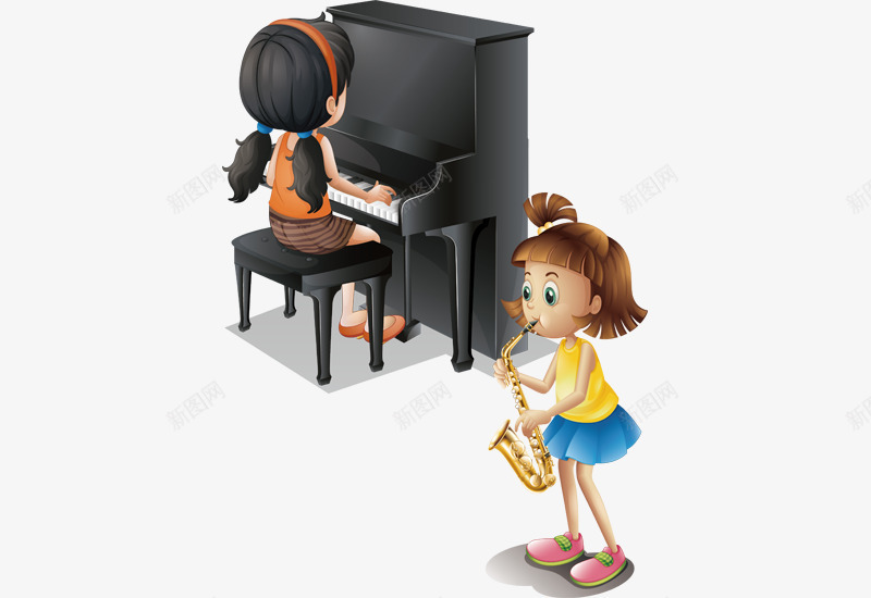 卡通钢琴键盘png免抠素材_88icon https://88icon.com 免抠 可爱卡通 简约 钢琴剪影 音乐主题 音乐背景 音符