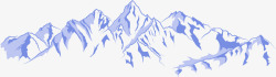 手绘蓝色雪山矢量图素材