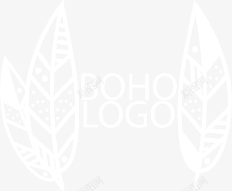 白色网格白色树叶形状LOGO图标图标