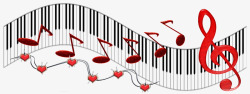 弧形飘动的钢琴音符卡通素材