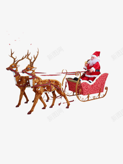 麋鹿拉雪橇png免抠素材_88icon https://88icon.com 圣诞老人 圣诞节 雪橇 麋鹿