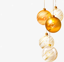 金色星星圆球装饰圣诞素材