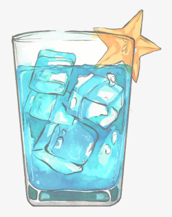水彩蓝色冷饮矢量图素材