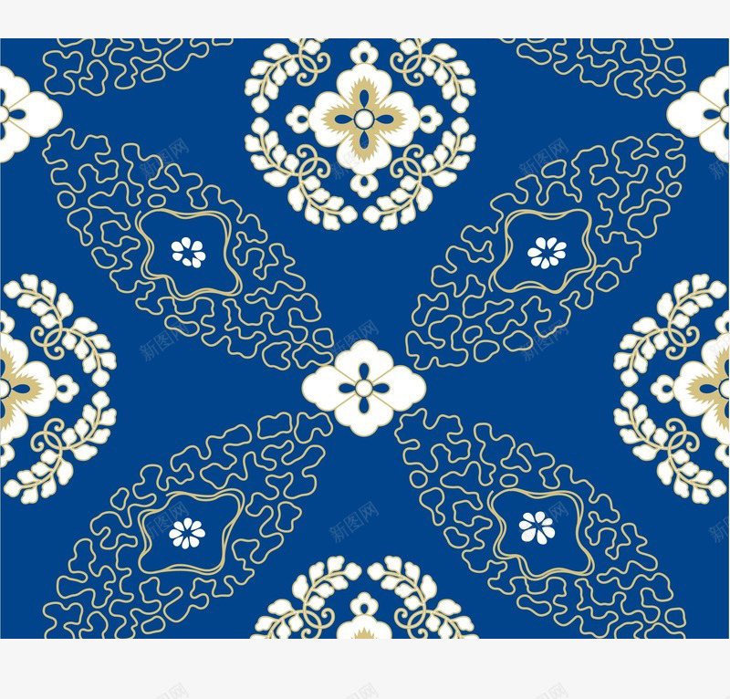 时尚服装png免抠素材_88icon https://88icon.com 中国传统印花布 布料 布材质 民族服装 艺术 花卉 蓝印花布 鲜花