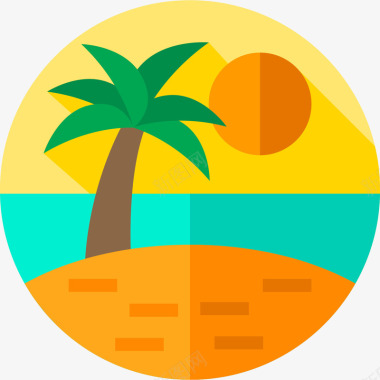 椰子树小岛沙滩图标矢量图图标