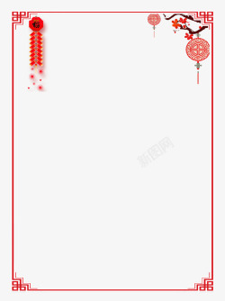 红色新春鞭炮装饰边框素材