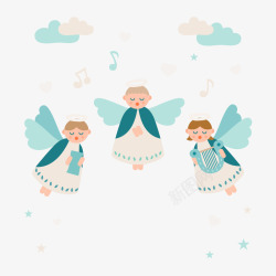 小天使唱歌插画素材