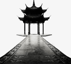 黑色亭子建筑中国风素材