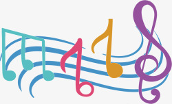 紫色水装饰墨框高音音符舞动的音符矢量图高清图片
