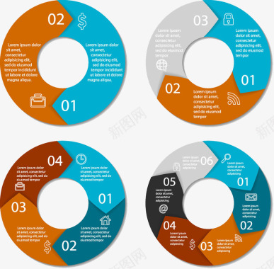 六边形信息图表商务圆环图标图标