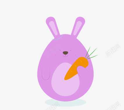 Q版眼睛卡通复活节紫色兔子简笔画图标吉图标