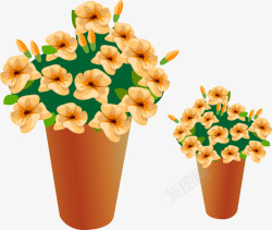 盆栽黄花植物花朵矢量图素材