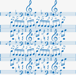 蓝色五线谱乐曲音符矢量图素材