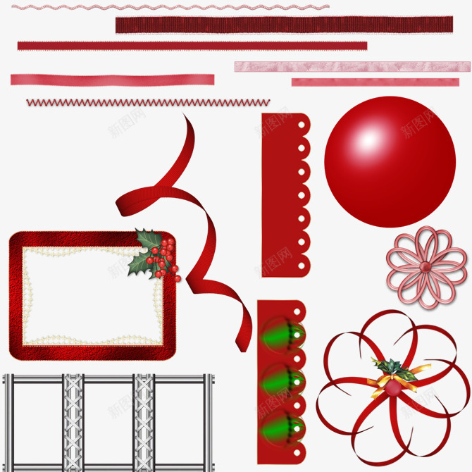 圣诞喜庆彩带装饰框png免抠素材_88icon https://88icon.com 喜庆 圣诞 彩带 边框