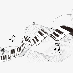 钢琴音符和曲线矢量图素材