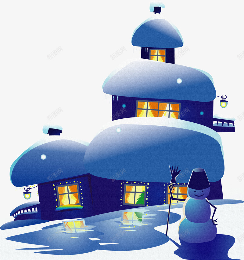 雪屋png免抠素材_88icon https://88icon.com 元素 冬季 屋子卡通 雪人 雪屋