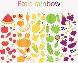 果蔬花纹卡通可爱彩虹食物矢量图高清图片