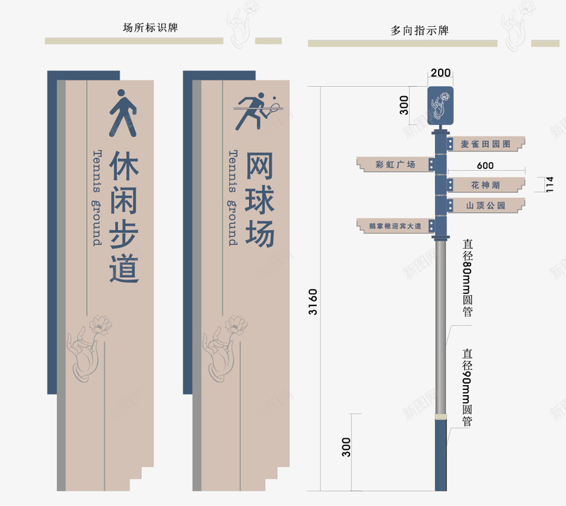 休闲步道及网球场导视牌png免抠素材_88icon https://88icon.com 休闲 休闲步道 导视牌 步道 网球场