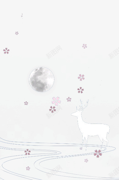 水墨雪花梅花鹿png免抠素材_88icon https://88icon.com 梅花鹿 水墨 雪花