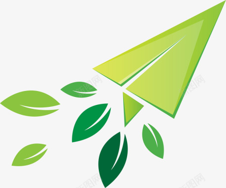 绿色能源图标绿色折纸纸飞机矢量图图标图标