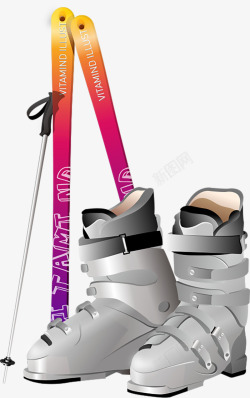 溜冰鞋和滑雪棍素材