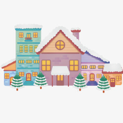 多雪的房子背景矢量图素材