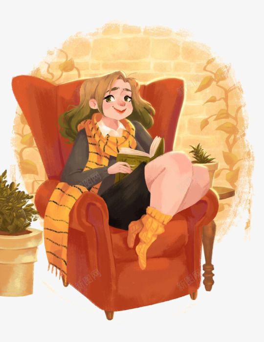 坐在沙发上的女孩png免抠素材_88icon https://88icon.com 卡通 围巾 女孩 家居 手绘 插画 沙发