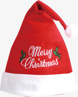 红色圣诞帽绣字帽子产品实物素材