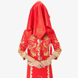 婚礼敬酒服中国风红盖头古装新娘高清图片