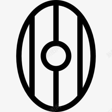 椭圆形的盾与三线和圆图标图标