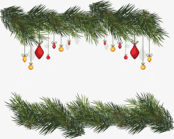 松树枝装饰圣诞球挂饰素材
