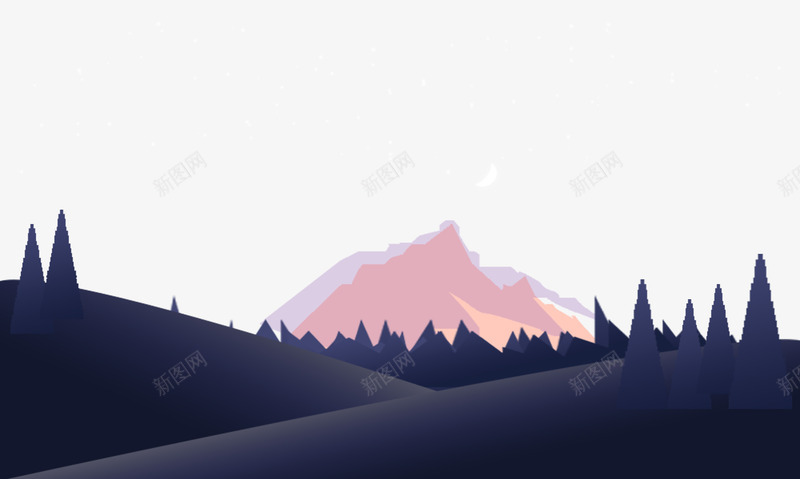 黑夜中的景色psd免抠素材_88icon https://88icon.com png元素 夜晚 雪山 雪山索道 雪景