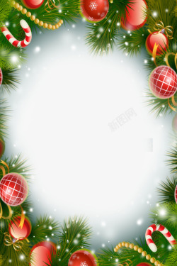 圣诞树边框彩球边框素材