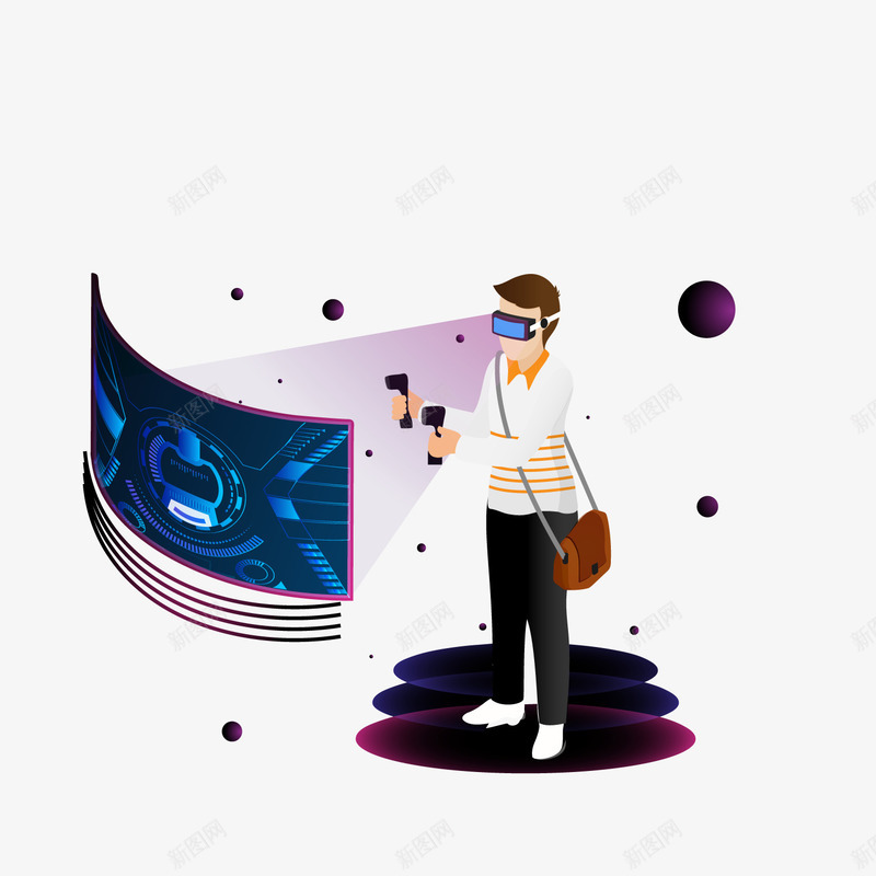 卡通VR体验人物png免抠素材_88icon https://88icon.com VR世界 VR体验 卡通人物 科技装饰 背景装饰
