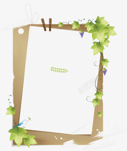 空白的纸张绿叶空白信纸高清图片