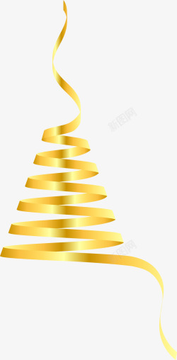 金色闪耀彩带圣诞树素材