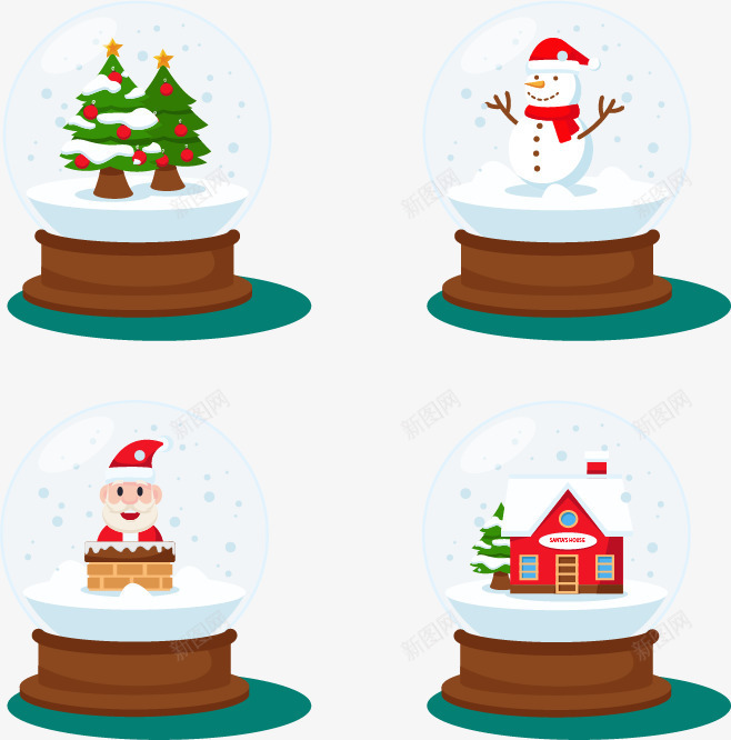 透明的水晶球png免抠素材_88icon https://88icon.com 免费png 圣诞树水晶球 圣诞老人 圣诞节水晶球 红房子 雪人