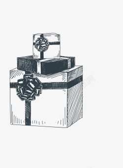 三个礼品盒手绘三个黑色礼盒礼包高清图片