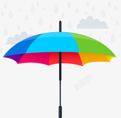 彩虹色雨伞矢量图素材