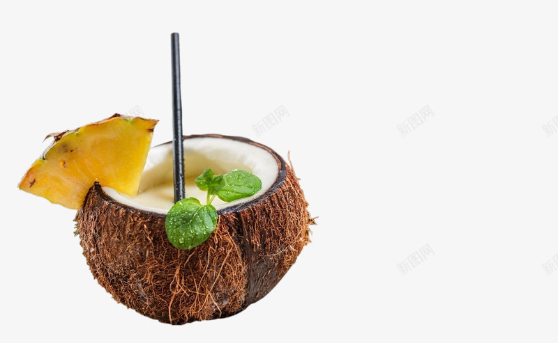 美味椰子汁png免抠素材_88icon https://88icon.com 椰子 椰子汁广告 热带水果 美味 菠萝 薄荷叶