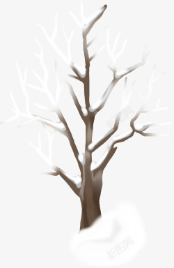 冬季树枝雪景展架素材